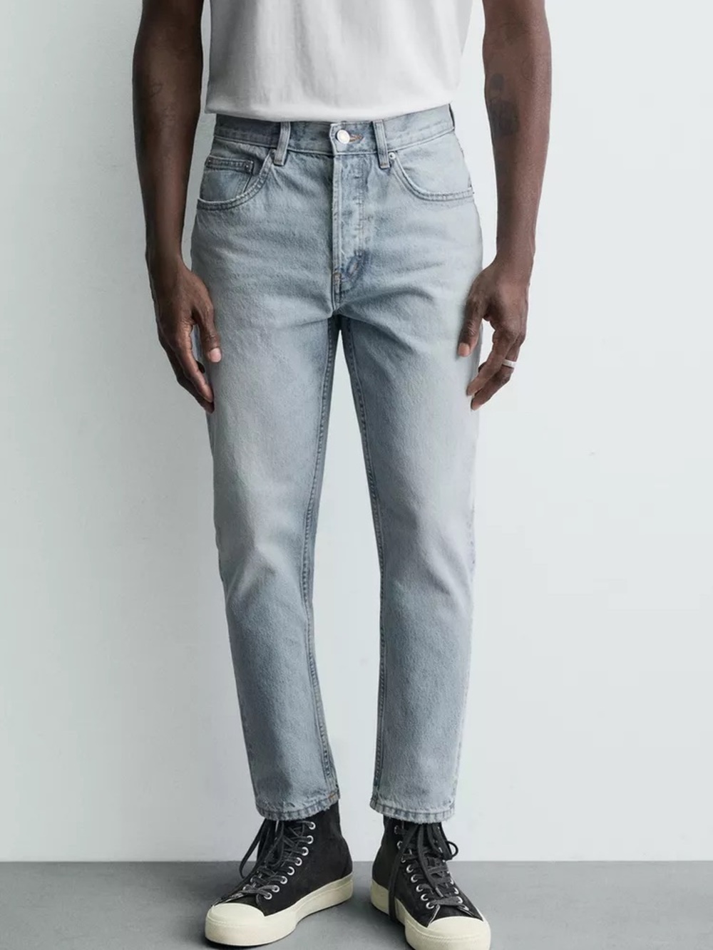 Zara Light Light Wash Slim Straight Jeans